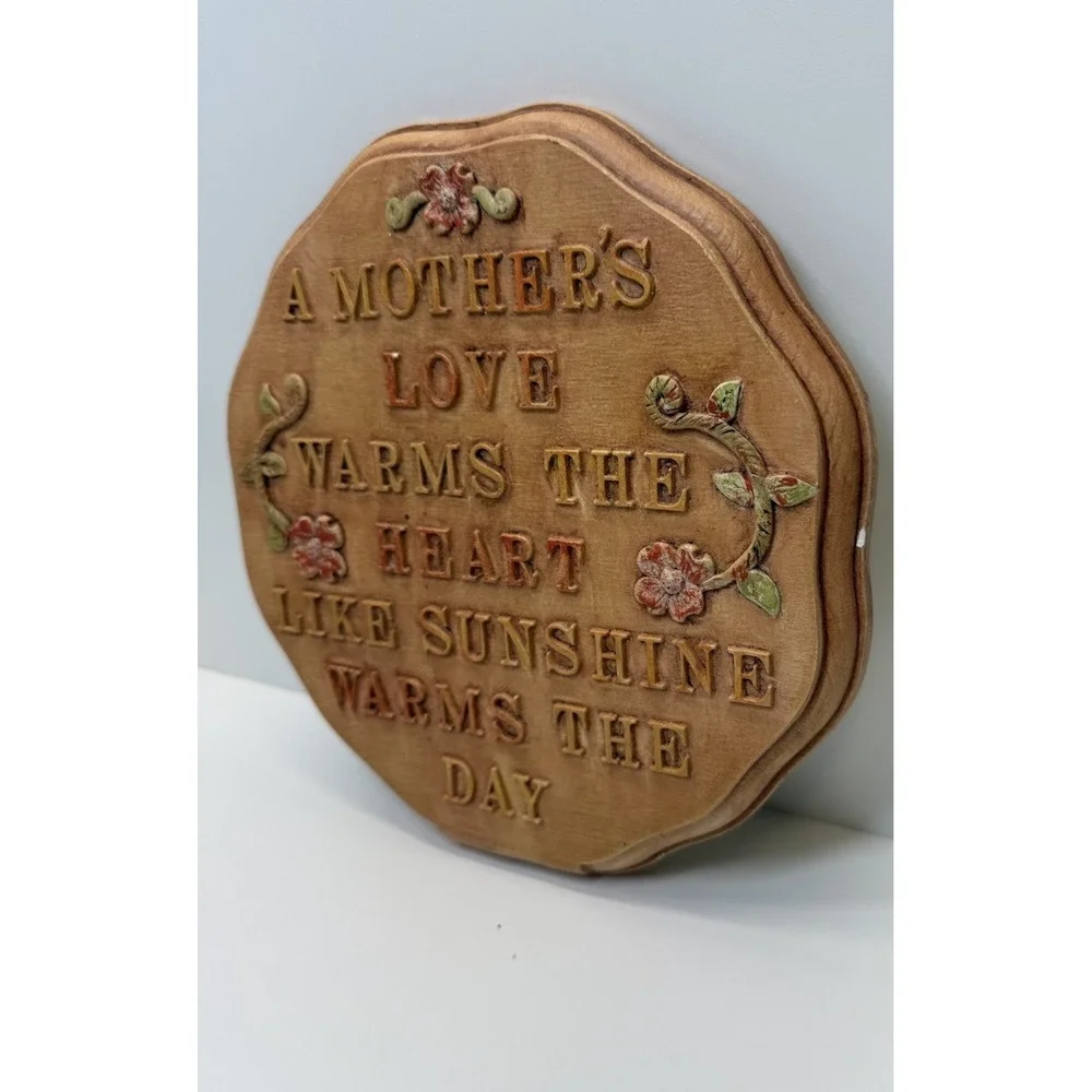 Vintage 1970 Mother's Love Wall Plaque MCM‎ Floral Quote Decor
